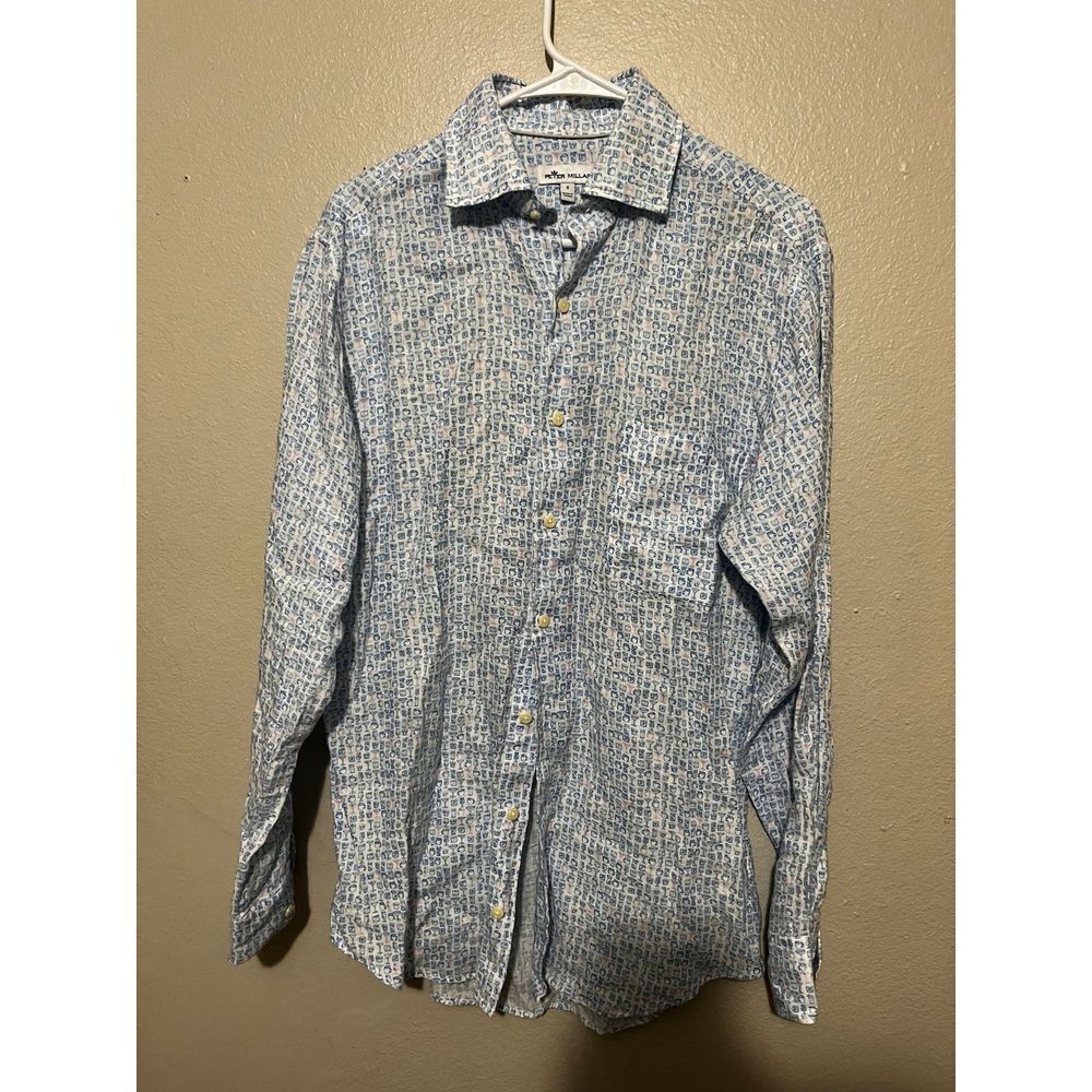 Men's Peter Millar 100% linen button up‎ shirt